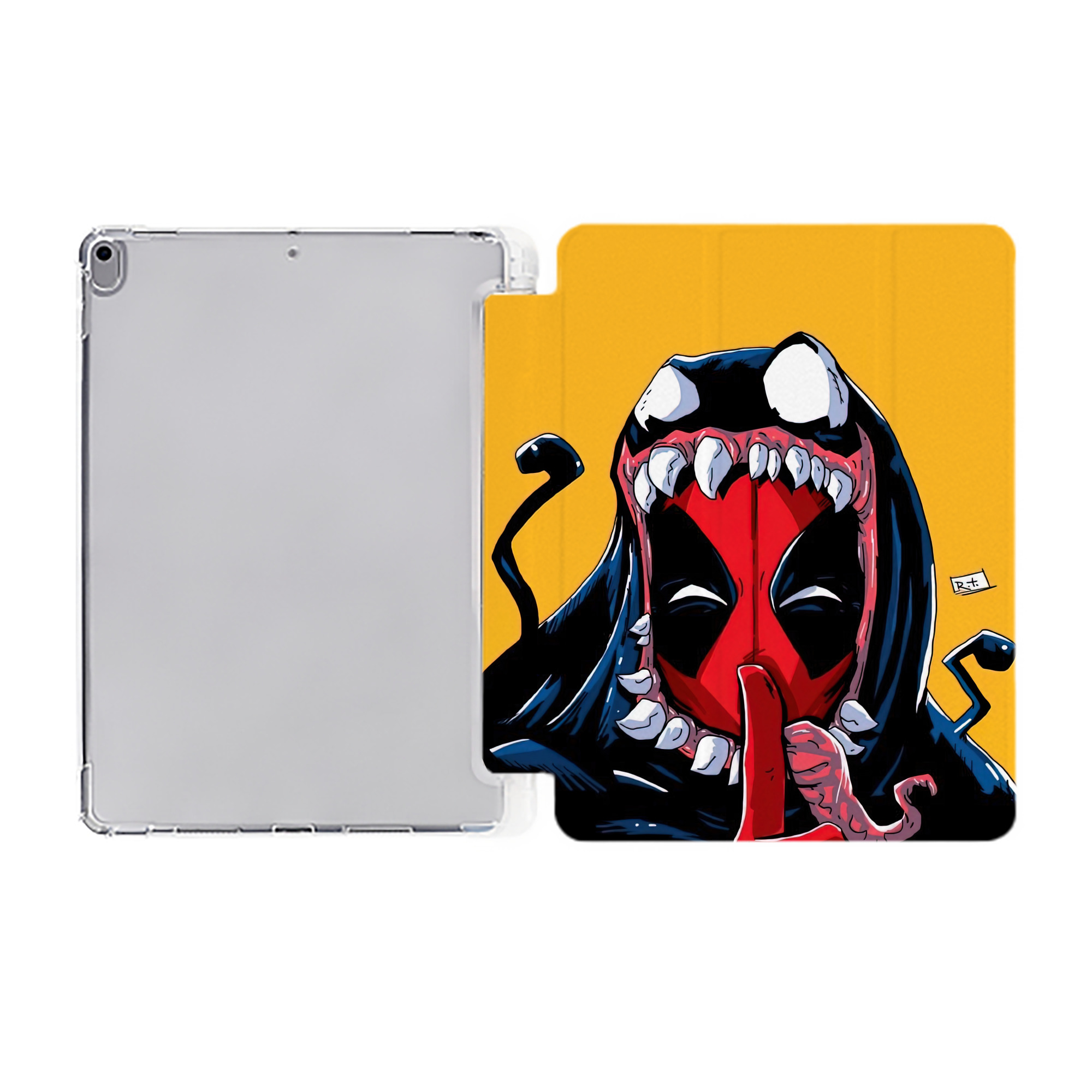 （画像用） Deadpool デッドプール IPad ケース ペン収納付き 三つ折りスタンド PUレザー×シリコン 対応機種9.5/10.5/10.9インチ